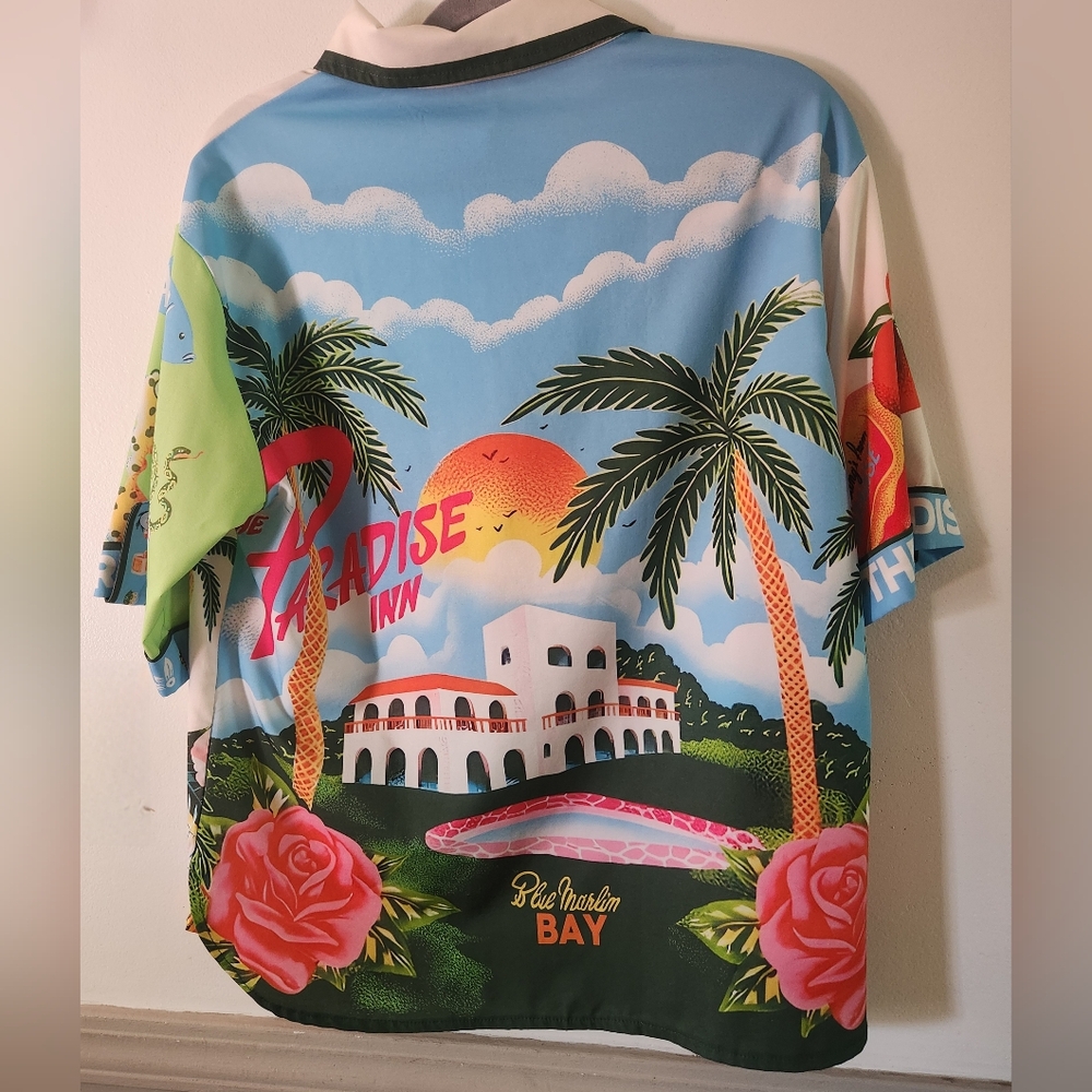 The Paradise Inn Printed Coral Bay Oversized Button Up Shirt And Pants - Picture 4 of 8
